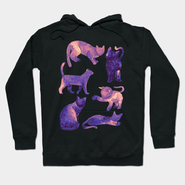 Galaxy Cats Pattern - Pastel Purple Hoodie by monitdesign